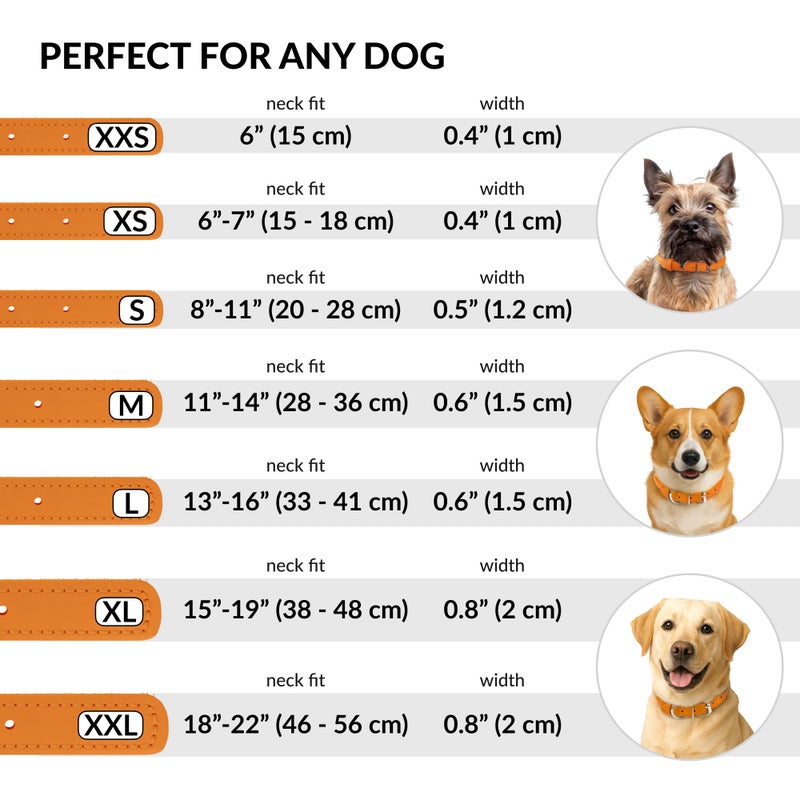 CollarDirect Rolled Leather Dog Collar, Soft Padded Round Puppy Collar, Handmade Genuine Leather Collar Dog Small Large Cat Collars 13 Colors (15-19 Inch, Orange Textured) - Image 4